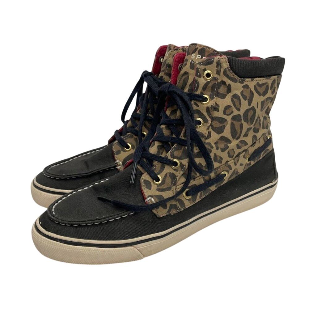 Sperry Top Sider Cheetah Print Hi-Top Shoes Size 8M - Picture 2 of 10